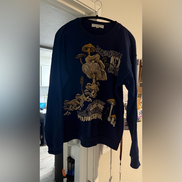 Project Social T X Urban Outfitters Blue Mushroom Graphic Sweatshirt in S/M - Picture 4 of 6